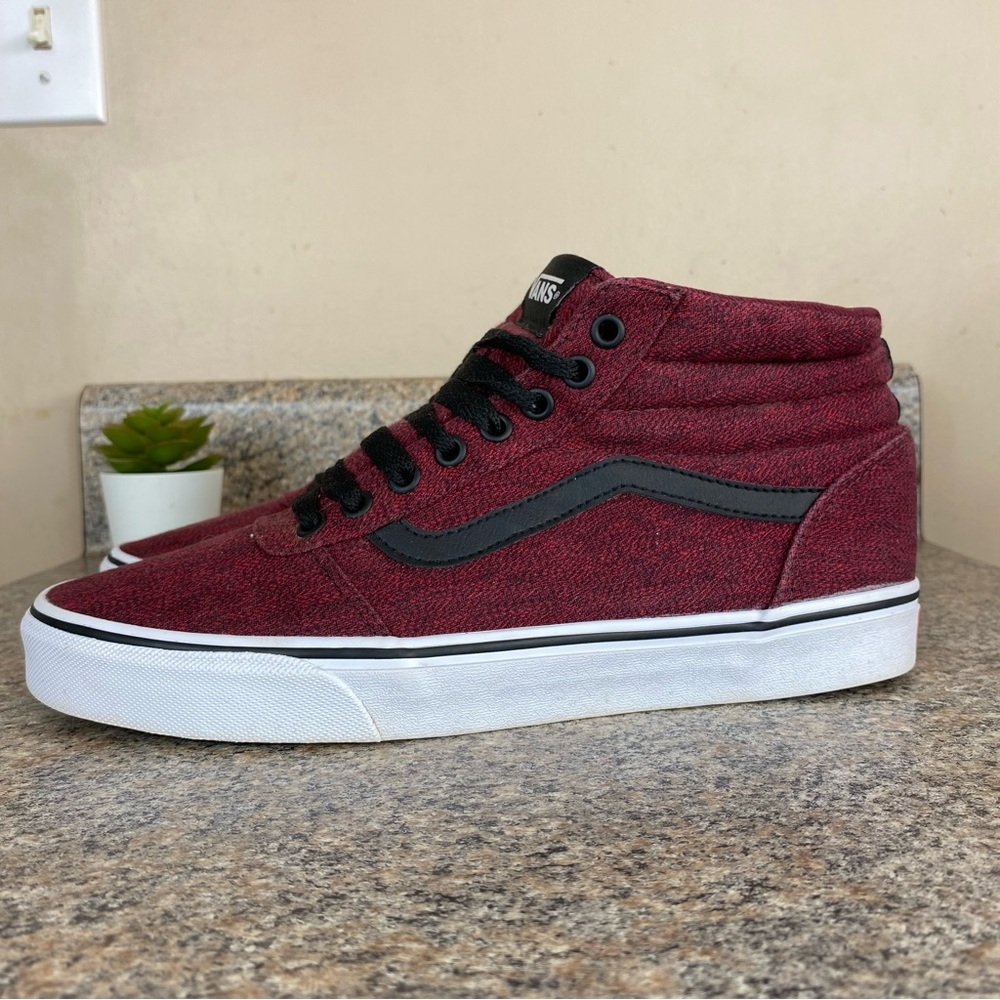 Vans Of The Wall 500714 Burgundy / Black Canvas  Hi Top Sneakers Shoes Mens Sz 9